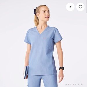 Figs Blue Scrub Top